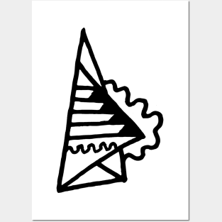 Black and White Abstract Paper Plane Doodle Art Posters and Art